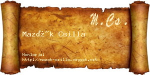 Mazák Csilla névjegykártya